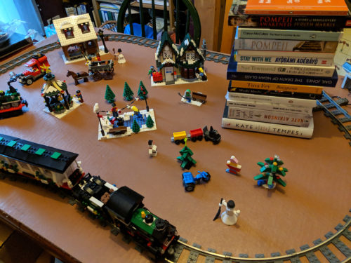 Lego Christmas train and Christmas books